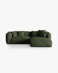 COLTAR MARTINA, VERDE, 244 CM, DREAPTA, CU TAPITERIE DIN TEXTIL CATIFEA VOGUE, MICADONI