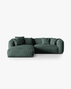 COLTAR MARTINA, VERDE MUSCHI, 280 CM, STANGA, CU TAPITERIE DIN TEXTIL CATIFEA VOGUE, MICADONI