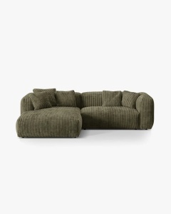 COLTAR MARTINA, VERDE MUSCHI, 280 CM, STANGA, CU TAPITERIE DIN TEXTIL CORDOI TILIA, MICADONI
