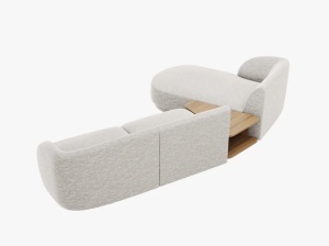 COLTAR MILEY, CU 3 LOCURI, GRI DESCHIS, CU TAPITERIE DIN TEXTIL CHENILLE HAGA, MICADONI - Img 3