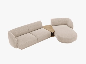 COLTAR MILEY, CU 3 LOCURI, PE DREAPTA, BEJ, CU TAPITERIE DIN TEXTIL CHENILLE HAGA, MICADONI - Img 2