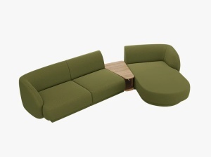 COLTAR MILEY, CU 3 LOCURI, PE DREAPTA, VERDE MASLINIU INCHIS, CU TAPITERIE DIN TEXTIL BOUCLE BALOO, MICADONI - Img 2