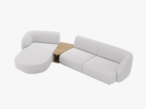 COLTAR MILEY, CU 3 LOCURI, PE STANGA, GRI DESCHIS, CU TAPITERIE DIN TEXTIL BOUCLE BALOO, MICADONI - Img 2