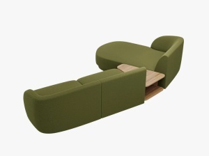 COLTAR MILEY, CU 3 LOCURI, PE STANGA, VERDE MASLINIU INCHIS, CU TAPITERIE DIN TEXTIL BOUCLE BALOO, MICADONI - Img 4