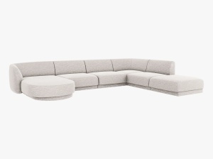 COLTAR MILEY, CU 6 LOCURI, PE DREAPTA, ARGINTIU, CU TAPITERIE DIN CHENILLE EDEN, MICADONI