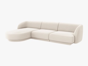 COLTAR MILEY STANGA, 4 LOCURI, 255 CM, BEJ DESCHIS 22, TAPITERIE DIN CATIFEA, DESIGN DEOSEBIT - Img 4