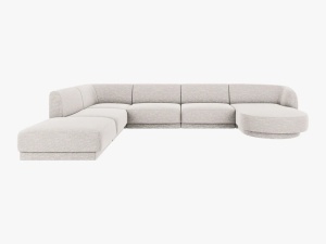 COLTAR MILEY STANGA, 6 LOCURI, 327 CM, GRI DESCHIS 06, TAPITERIE CHENILLE, DESIGN DEOSEBIT