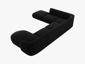 COLTAR MILEY STANGA, 6 LOCURI, 327 CM, NEGRU 19, TAPITERIE DIN CATIFEA, DESIGN DEOSEBIT - Img 3
