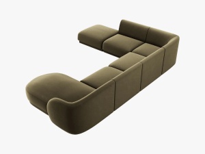 COLTAR MILEY STANGA, 6 LOCURI, 327 CM, VERDE 77, TAPITERIE DIN CATIFEA, DESIGN DEOSEBIT - Img 3