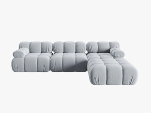 COLTAR MODULAR BELLIS, 4 LOCURI, 282 CM, ALBASTRU DESCHIS 80, TAPITERIE DIN CATIFEA, DESIGN DEOSEBIT - Img 6