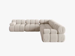 COLTAR MODULAR BELLIS, 5 LOCURI, 282 CM, BEJ DESCHIS 23, TAPITERIE DIN CATIFEA 3D, DESIGN DEOSEBIT - Img 5