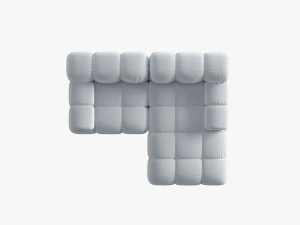 COLTAR MODULAR BELLIS, DREAPTA, 2 LOCURI, 191 CM, ALBASTRU DESCHIS 80, TAPITERIE DIN CATIFEA, DESIGN DEOSEBIT - Img 4
