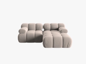 COLTAR MODULAR BELLIS, DREAPTA, 2 LOCURI, 191 CM, BEJ 16, TAPITERIE DIN CATIFEA, DESIGN DEOSEBIT - Img 6