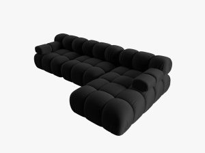 COLTAR MODULAR BELLIS, DREAPTA, 3 LOCURI, 285 CM, NEGRU 100, TAPITERIE DIN CATIFEA, DESIGN DEOSEBIT - Img 4