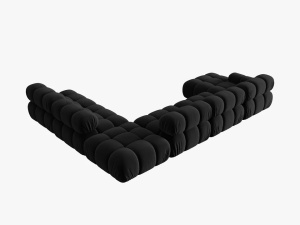 COLTAR MODULAR BELLIS, DREAPTA, 6 LOCURI, 379 CM, NEGRU 100, TAPITERIE DIN CATIFEA, DESIGN DEOSEBIT - Img 6