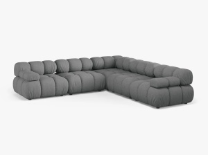 COLTAR MODULAR BELLIS, GRI, CU TAPITERIE DIN TEXTIL STRUCTURAT LIBERTY, MICADONI