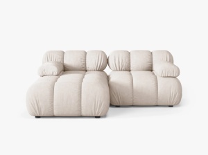 COLTAR MODULAR BELLIS, PE STANGA, BEJ, CU TAPITERIE DIN TEXTIL STRUCTURAT LIBERTY, MICADONI
