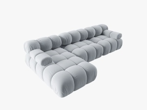 COLTAR MODULAR BELLIS, STANGA, 3 LOCURI, 285 CM, ALBASTRU DESCHIS 80, TAPITERIE DIN CATIFEA, DESIGN DEOSEBIT - Img 2