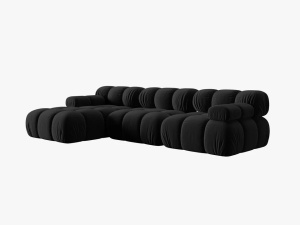 COLTAR MODULAR BELLIS, STANGA, 3 LOCURI, 285 CM, NEGRU 100, TAPITERIE DIN CATIFEA, DESIGN DEOSEBIT - Img 4