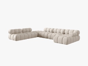 COLTAR MODULAR BELLIS, STANGA, 6 LOCURI, 379 CM, BEJ DESCHIS 23, TAPITERIE DIN CATIFEA 3D, DESIGN DEOSEBIT - Img 5