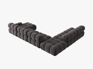 COLTAR MODULAR BELLIS, STANGA, 6 LOCURI, 379 CM, GRI INCHIS 97, TAPITERIE DIN CATIFEA, DESIGN DEOSEBIT - Img 4