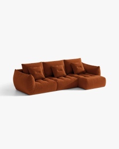 COLTAR MODULAR BLOOM, PE DREAPTA, CARAMIZIU, 327 CM, CU TAPITERIE DIN TEXTIL CATIFEA CASINO, MICADONI - Img 2