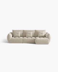 COLTAR MODULAR BLOOM, PE DREPTA, BEJ DESCHIS, 327 CM, CU TAPITERIE DIN TEXTIL STRUCTURAT WIND, MICADONI