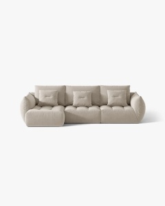 COLTAR MODULAR BLOOM, PE STANGA, BEJ DESCHIS, 327 CM, CU TAPITERIE DIN TEXTIL CATIFEA CASINO, MICADONI