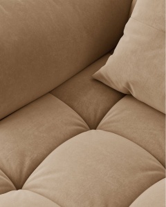 COLTAR MODULAR BLOOM, PE STANGA, BEJ MIGDALA, 327 CM, CU TAPITERIE DIN TEXTIL CATIFEA CASINO, MICADONI - Img 5