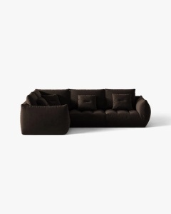 COLTAR MODULAR BLOOM, PE STANGA, MARO INCHIS, 316 CM, CU TAPITERIE DIN TEXTIL CATIFEA BLUVEL, MICADONI