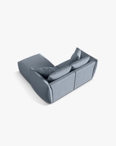 COLTAR MODULAR CHRIS, 220X100, ALBASTRU PAL, CU TAPITERIE DIN TEXTIL STRUCTURAT LINS, MICADONI - Img 2