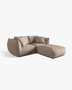 COLTAR MODULAR CHRIS, 220X100, NISPIU, CU TAPITERIE DIN TEXTIL STRUCTURAT LINS, MICADONI - Img 3