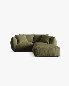 COLTAR MODULAR CHRIS, 220X100, VERDE DESCHIS, CU TAPITERIE DIN TEXTIL CATIFEA CASINO, MICADONI