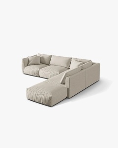 COLTAR MODULAR CHRIS, PE DREAPTA, 290X295, NATURAL, CU TAPITERIE DIN TEXTIL STRUCTURAT LINS, MICADONI - Img 2