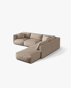 COLTAR MODULAR CHRIS, PE DREAPTA, 290X295, NISIPIU, CU TAPITERIE DIN TEXTIL STRUCTURAT LINS, MICADONI - Img 3