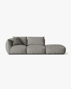 COLTAR MODULAR CHRIS, PE DREAPTA, 315X100, GRI CALD, CU TAPITERIE DIN TEXTIL STRUCTURAT LINS, MICADONI - Img 2