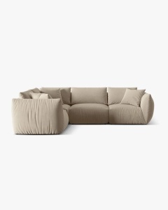 COLTAR MODULAR CHRIS, PE STANGA, 210X295, BEJ DESCHIS, CU TAPITERIE DIN TEXTIL CATIFEA CASINO, MICADONI