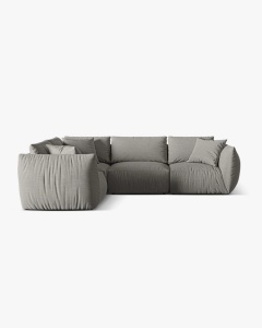 COLTAR MODULAR CHRIS, PE STANGA, 210X295, GRI CALD, CU TAPITERIE DIN TEXTIL STRUCTURAT LINS, MICADONI