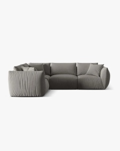COLTAR MODULAR CHRIS, PE STANGA, 210X295, GRI, CU TAPITERIE DIN TEXTIL CATIFEA CASINO, MICADONI