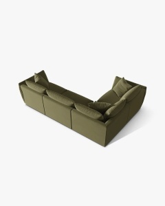 COLTAR MODULAR CHRIS, PE STANGA, 210X295, VERDE DESCHIS, CU TAPITERIE DIN TEXTIL CATIFEA CASINO, MICADONI - Img 3