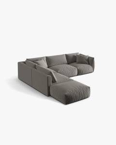 COLTAR MODULAR CHRIS, PE STANGA, 290X295, GRI, CU TAPITERIE DIN TEXTIL CATIFEA CASINO, MICADONI - Img 2