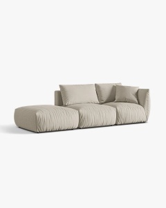 COLTAR MODULAR CHRIS, PE STANGA, 315X100, NATURAL, CU TAPITERIE DIN TEXTIL STRUCTURAT LINS, MICADONI - Img 2
