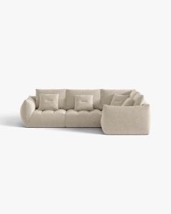 COLTAR MODULAR, CU 4 LOCURI, BLOOM, PE DREAPTA, BEJ DESCHIS, 316 CM, CU TAPITERIE DIN TEXTIL STRUCTURAT WIND, MICADONI