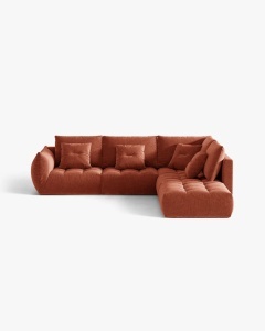 COLTAR MODULAR, CU 4 LOCURI, BLOOM, PE DREAPTA, CARAMIZIU, 316 CM, CU TAPITERIE DIN TEXTIL STRUCTURAT WIND, MICADONI