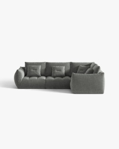 COLTAR MODULAR, CU 4 LOCURI, BLOOM, PE DREAPTA, GRI INCHIS, 316 CM, CU TAPITERIE DIN TEXTIL STRUCTURAT WIND, MICADONI