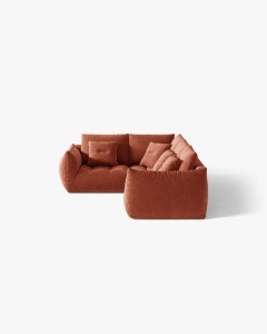 COLTAR MODULAR, CU 4 LOCURI, BLOOM, PE STANGA, CARAMIZIU, 316 CM, CU TAPITERIE DIN TEXTIL STRUCTURAT WIND, MICADONI - Img 3