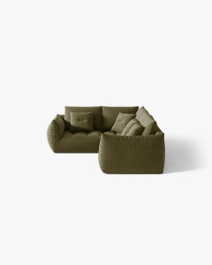 COLTAR MODULAR, CU 4 LOCURI, BLOOM, PE STANGA, VERDE DESCHIS, 316 CM, CU TAPITERIE DIN TEXTIL CATIFEA CASINO, MICADONI - Img 3