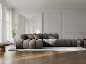 COLTAR MODULAR LUPIN, STANGA, 5 LOCURI, 294 CM, GRI 16, TAPITERIE CHENILLE, DESIGN DEOSEBIT - Img 1