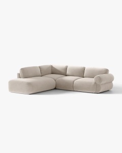 COLTAR MODULAR, OPHELIA, BEJ, PE STANGA, 289 CM, CU TAPITERIE DIN TEXTIL CATIFEA VENUS, MICADONI