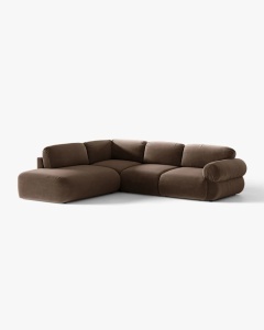 COLTAR MODULAR, OPHELIA, CIOCOLATIU, PE STANGA, 289 CM, CU TAPITERIE DIN TEXTIL CATIFEA VENUS, MICADONI
